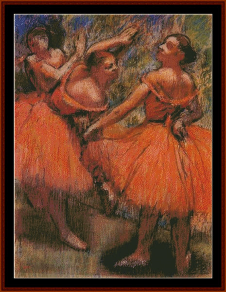 Orange Ballet Skirts - Edgar Degas pdf cross stitch pattern