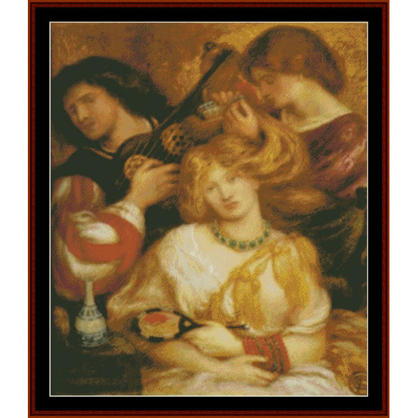 Morning Music – Dante Gabriel Rosetti pdf cross stitch pattern