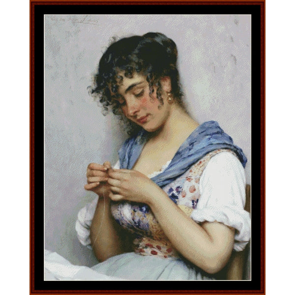 Italian Seamstress by Eugene DeBlass pdf counted cross stitch pattern