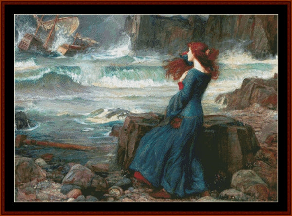 Miranda, the Tempest - John William Waterhouse pdf cross stitch pattern