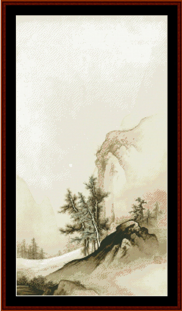 Landscape with Autumn Moon cross stitch pattern