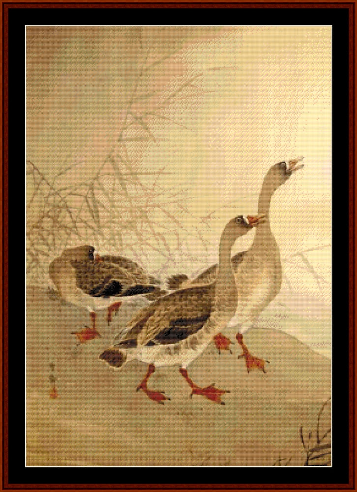 Three Geese cross stitch pattern