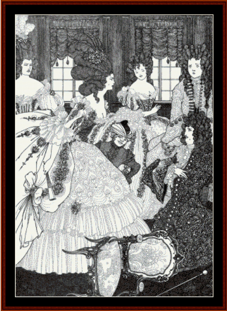 Battle of Beaux and Belles - Aubrey Beardsley pdf cross stitch pattern
