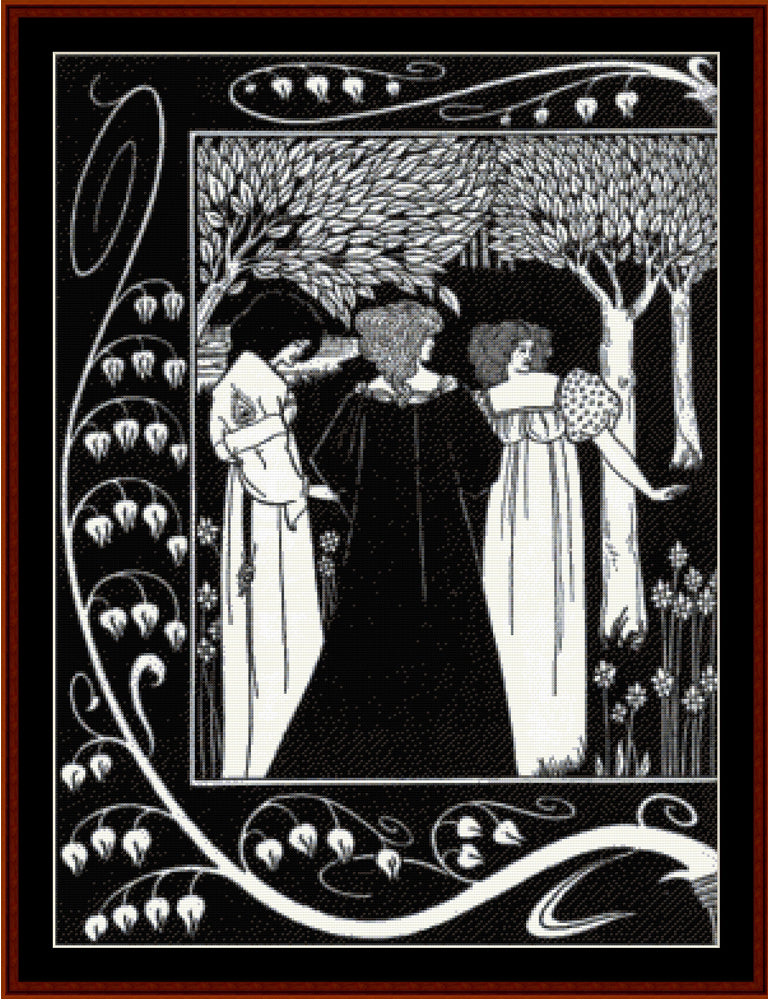 How Sir Lancelot was Known by Dame Elaine - Aubrey Beardsley cross stitch pattern