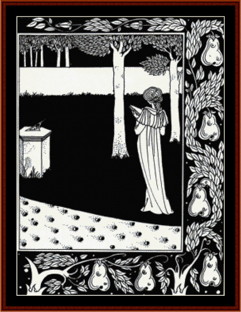 La Beale Isoud at Joyous Gard - Aubrey Beardsley cross stitch pattern
