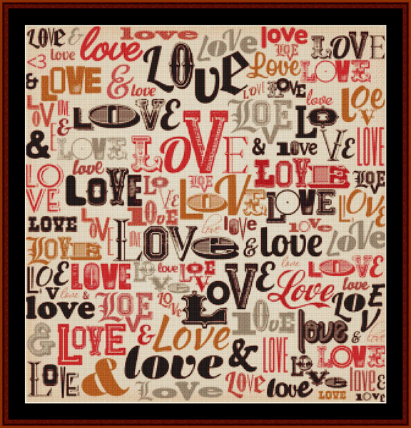 Abstract Vintage Love pdf cross stitch pattern