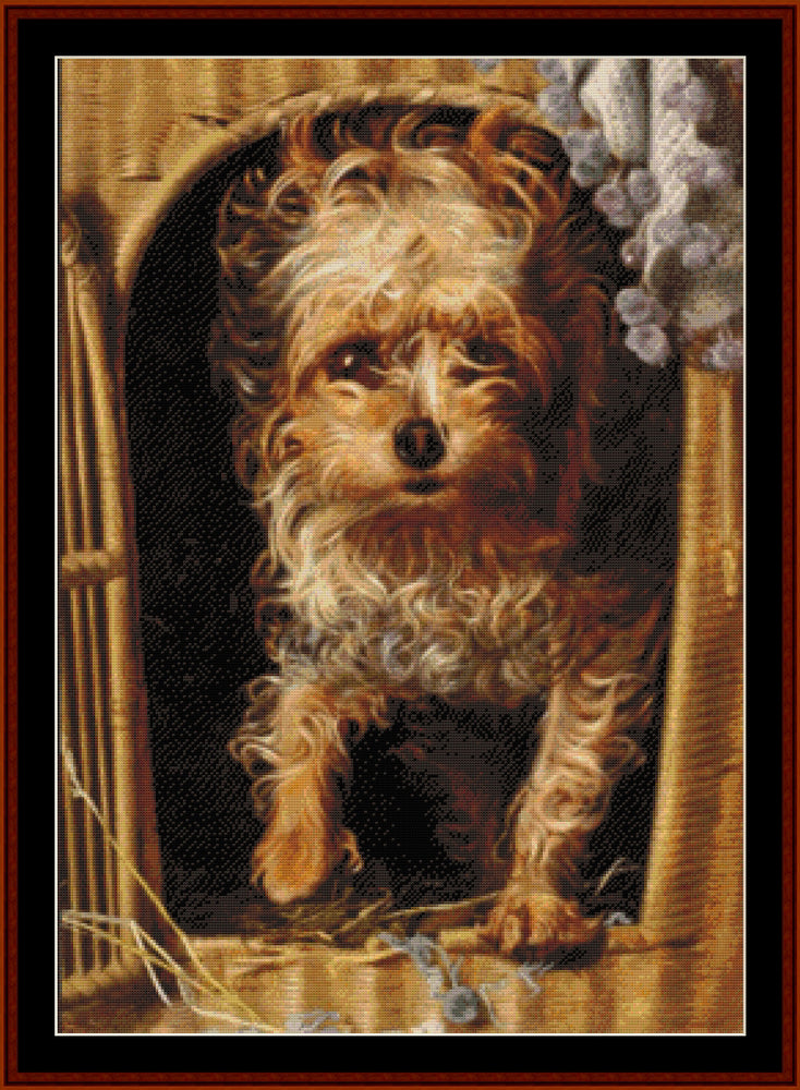 Darby in His Basket - Emma Sandys pdf cross stitch pattern