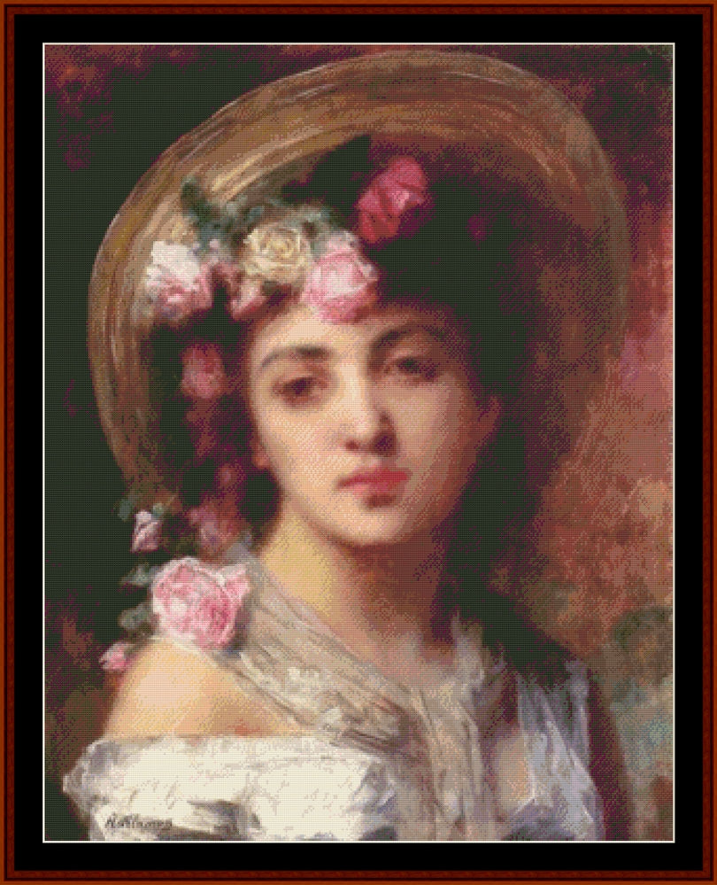 The Flower Girl - Alexei Harlamoff pdf cross stitch pattern