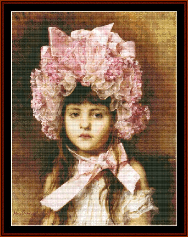 The Pink Bonnet - Alexei Harlamoff pdf cross stitch pattern