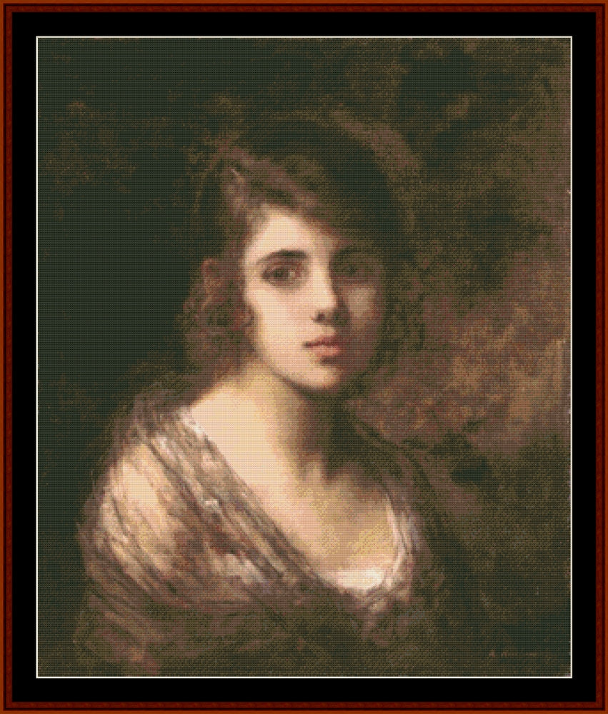 A Young Brunette - Alexei Harlamoff pdf cross stitch pattern