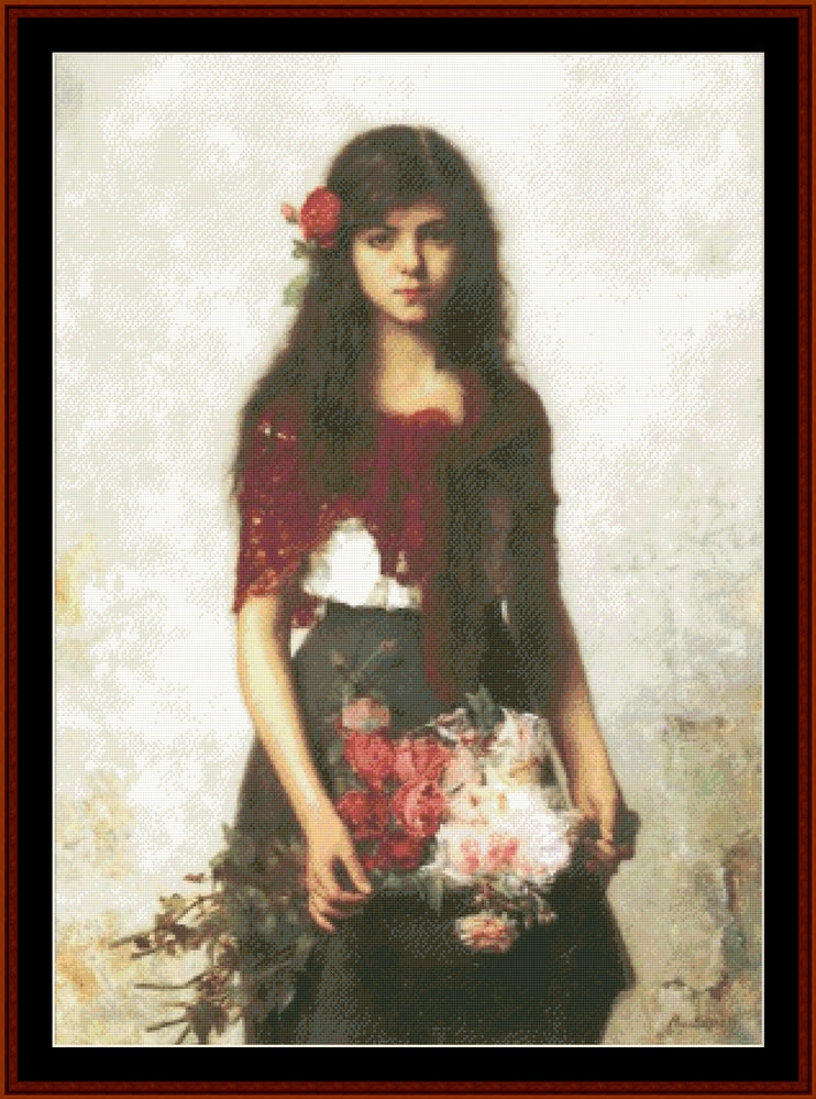The Flower Seller - Alexei Harlamoff pdf cross stitch pattern