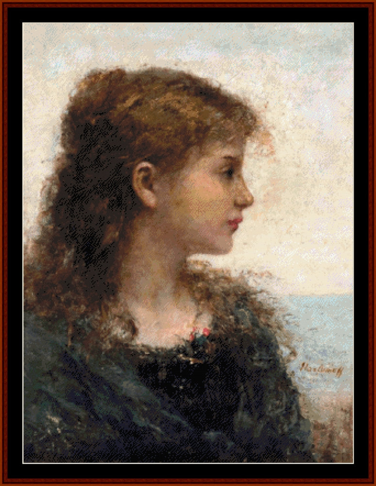 Portrait of a Young Girl - Alexei Harlamoff pdf cross stitch pattern