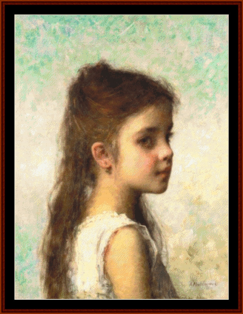 Girl with Long Hair - Alexei Harlamoff pdf cross stitch pattern
