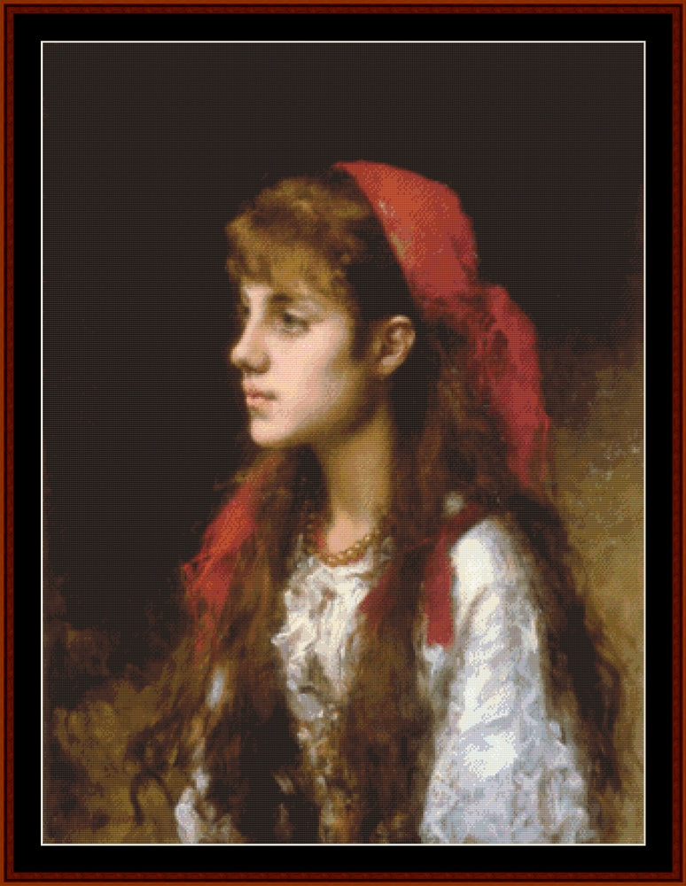 A Russian Beauty - Alexei Harlamoff pdf cross stitch pattern