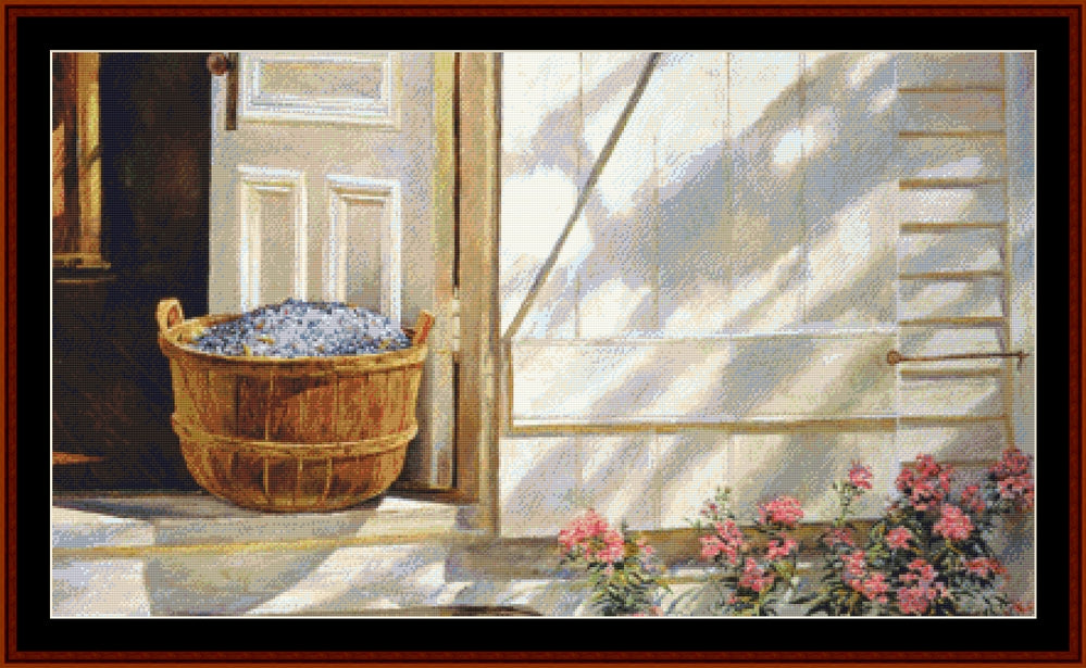 Blueberries & Phlox - Americana pdf cross stitch pattern
