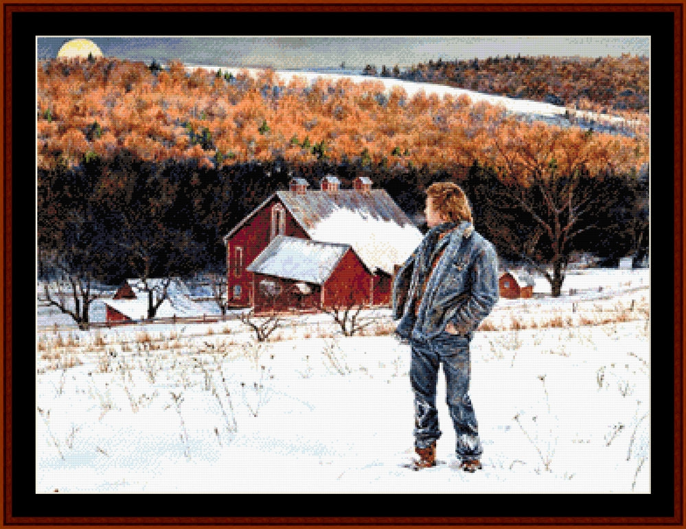 Wolfmoon - Americana cross stitch pattern