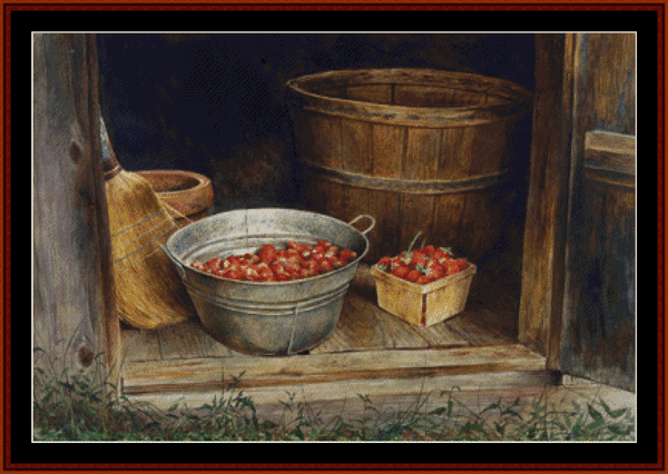 Smokehouse Strawberries - Americana pdf cross stitch pattern