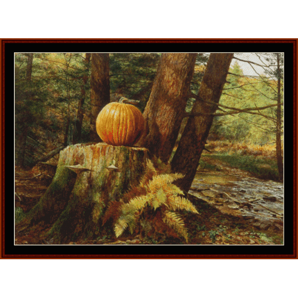 Pumpkin Pines - Americana cross stitch pattern