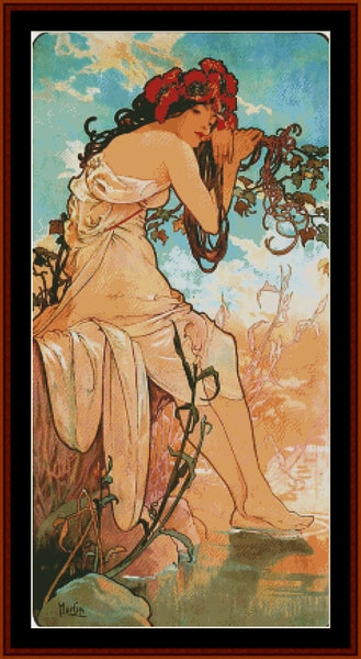 Summer 1896 - Alphonse Mucha pdf cross stitch pattern