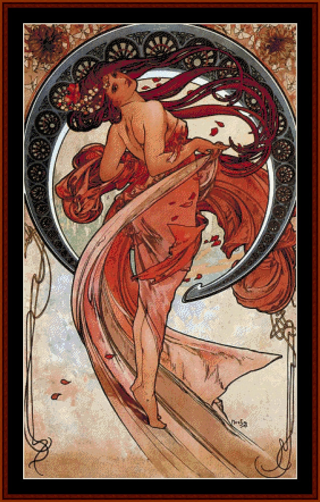 Dance 1898 - Alphonse Mucha pdf cross stitch pattern