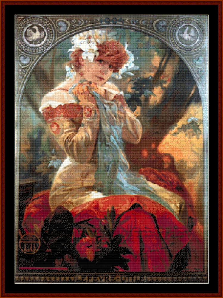 Lefevre Utile 1903 - Alphonse Mucha cross stitch pattern