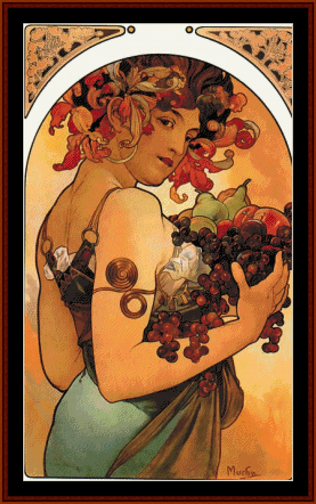 Fruit 1897 - Alphonse Mucha pdf cross stitch pattern