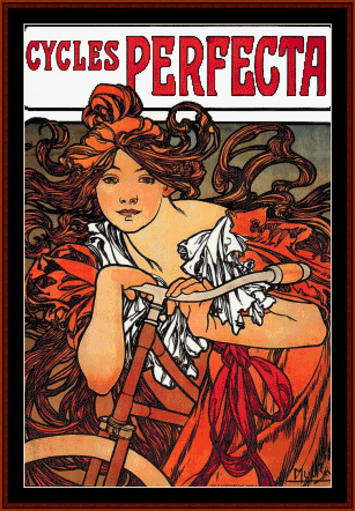 Perfecta Cycles 1902 - Alphonse Mucha cross stitch pattern