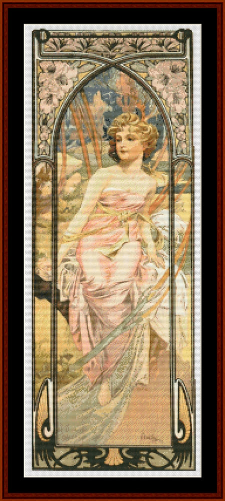Morning Awakening - Alphonse Mucha pdf cross stitch pattern