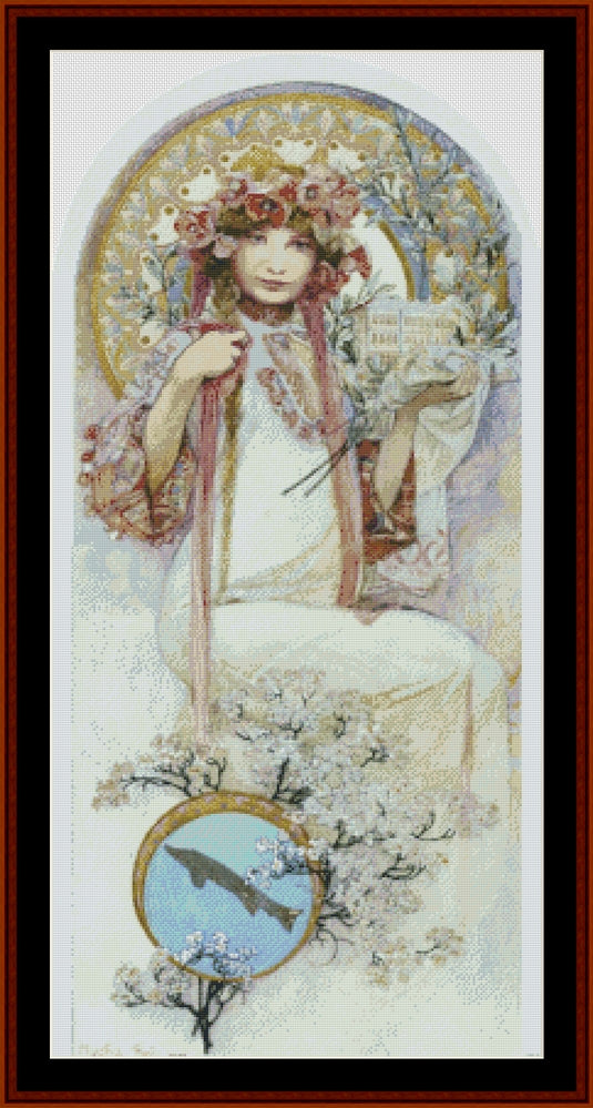Ivanice - Alphonse Mucha pdf cross stitch pattern