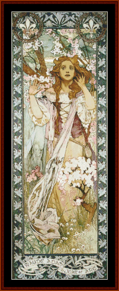 Joan of Arc - Alphonse Mucha pdf ross stitch pattern