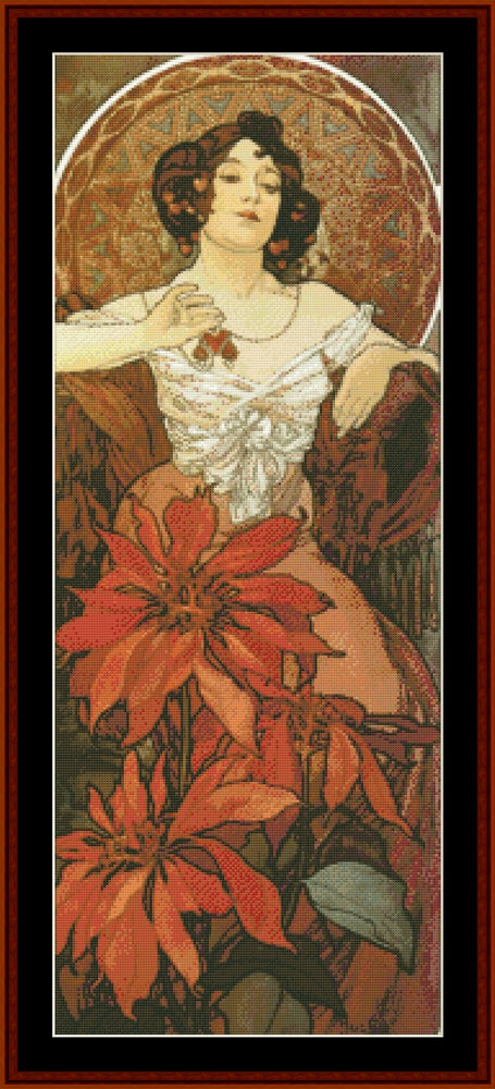 Ruby - Alphonse Mucha cross stitch pattern