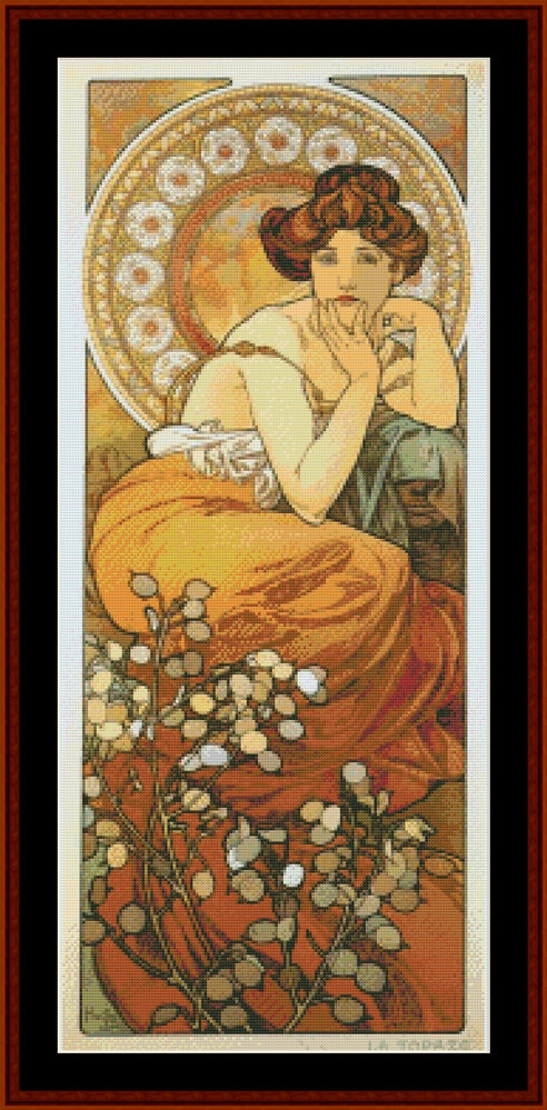 Topaz - Alphonse Mucha pdf cross stitch pattern