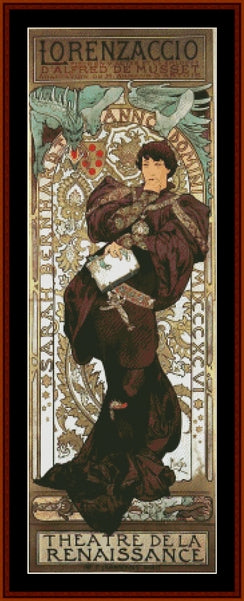 Lorenzaccio - Alphonse Mucha cross stitch pattern
