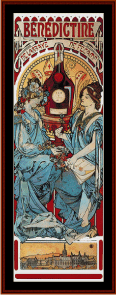 Benedictine - Alphonse Mucha pdf cross stitch pattern