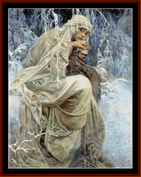 A Winter Tale - Alphonse Mucha pdf cross stitch pattern