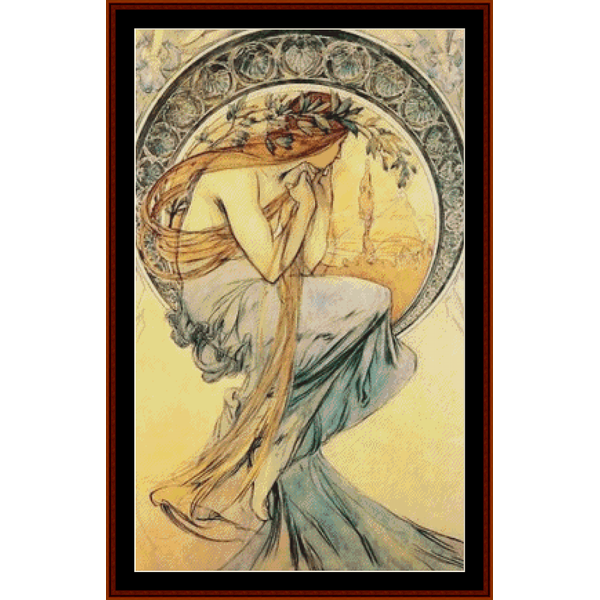 Poetry II - Alphonse Mucha pdf cross stitch pattern