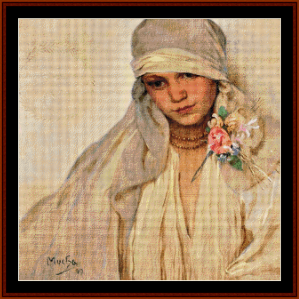 The Bride - Alphonse Mucha pdf cross stitch pattern