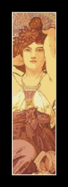 Amethyst - Alphonse Mucha Bookmark pdf cross stitch pattern