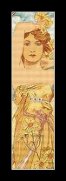 Brightness of Day Bookmark - Alphonse Mucha pdf cross stitch pattern