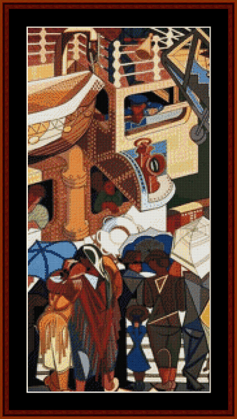 Departure of Immigrants, Left - Almada Negreiros cross stitch pattern