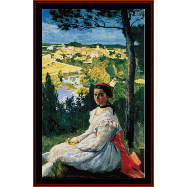 Village View - Frederic Bazille cross stitch pattern