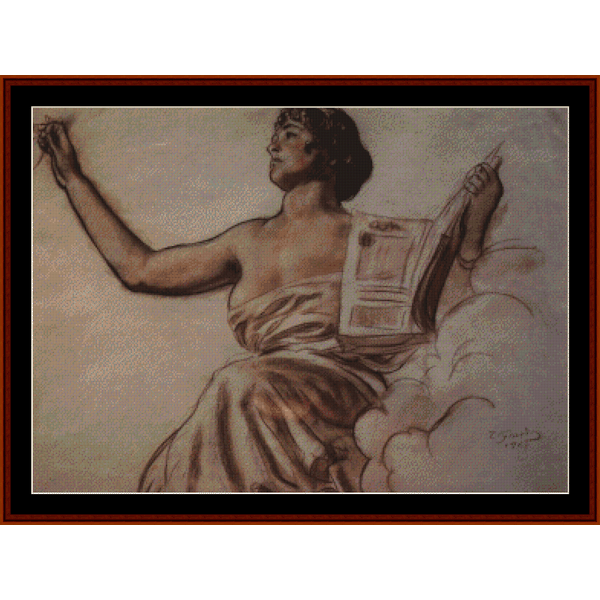 Seated Woman with a Book - Boris Kustodiev cross stitch pattern