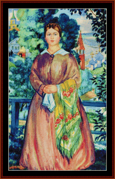 Merchant's Wife, 1919 - Boris Kustodiev pdf cross stitch pattern