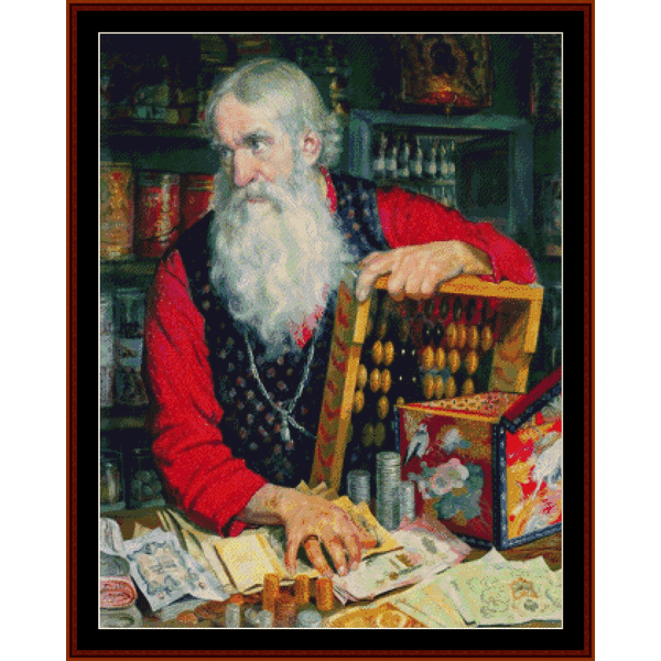 Merchant, 1918 - Boris Kustodiev pdf cross stitch pattern