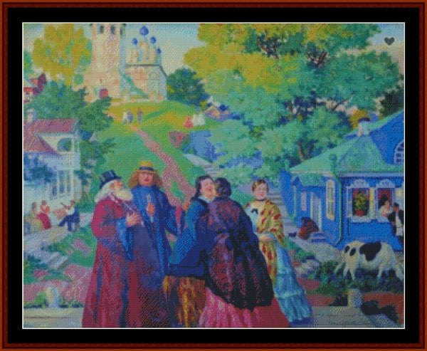 Easter Day - Boris Kustodiev pdf cross stitch pattern