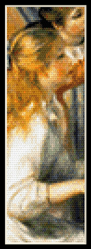 Girls at Piano Bookmark - Renoir pdf cross stitch pattern