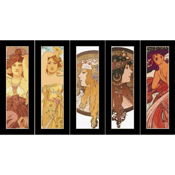 Alphonse Mucha Bookmark Collection pdf cross stitch pattern