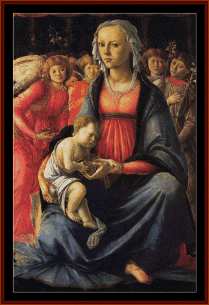 Virgin & Child with Five Angels - Sandro Botticelli cross stitch pattern