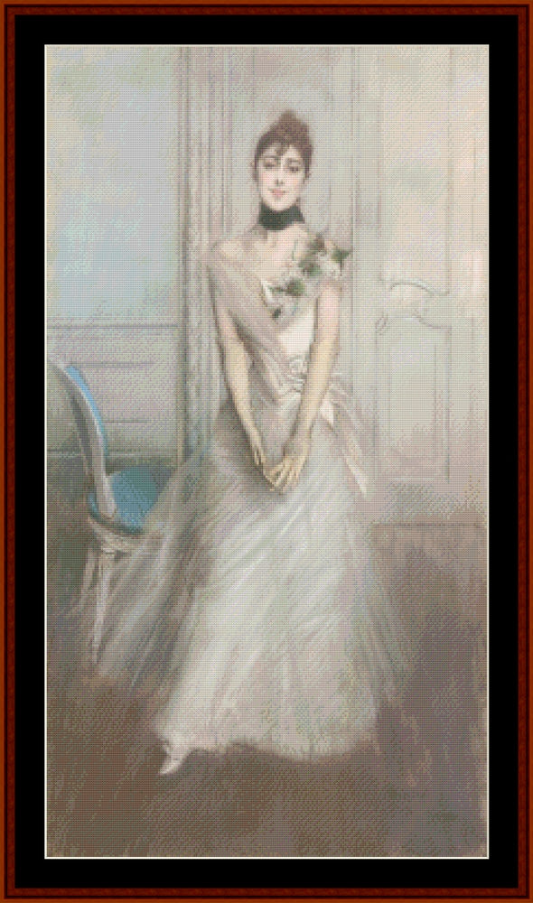The White Pastel - Giovanni Boldini pdf cross stitch pattern