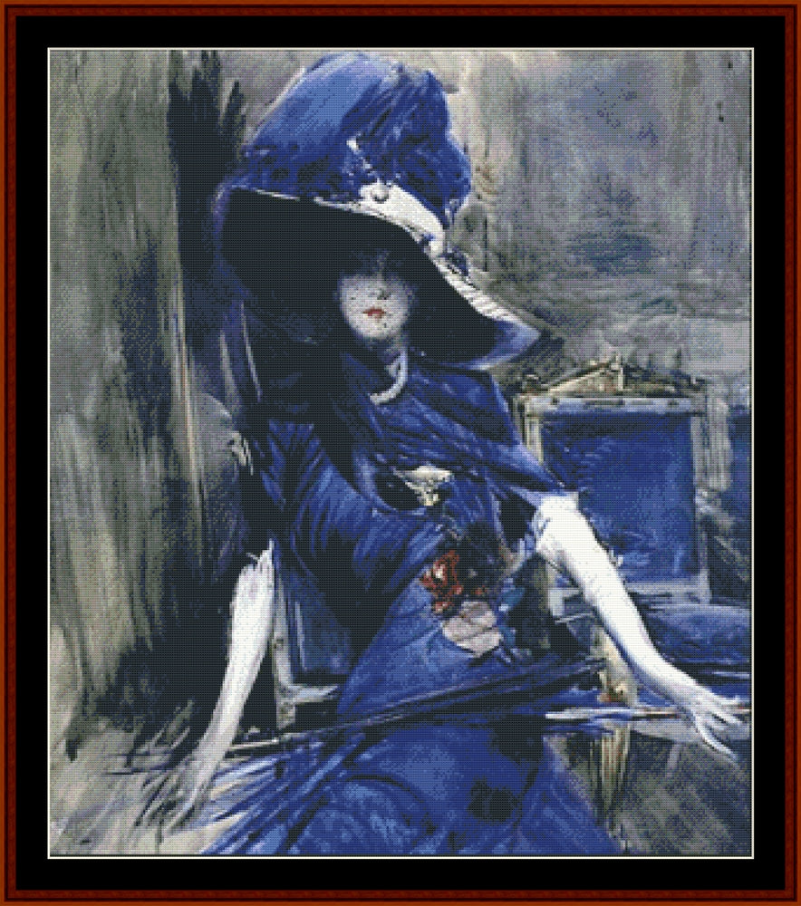 The Divine in Blue – Giovanni Boldini pdf cross stitch pattern